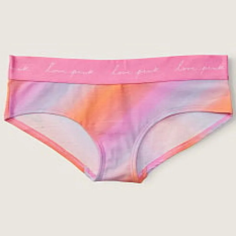 NWT Victoria's Secret Gradiant Pink/Orange with Logo Graphic Hipster Panty L - Picture 2 of 4